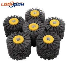 Finishing Products Loonpon Angle Grinder Brush Nylon Abrasive Wire Drum Polishing Wheel Deburring tool For Furniture Wood 120x100x20mm 230511