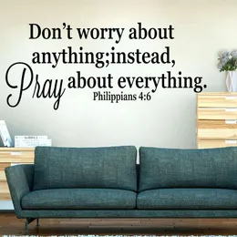 Wandaufkleber, christlicher Bibelvers, Philipper 4:6, Aufkleber für Wohnzimmer, „Don't Worry Pray Everything“, inspirierender Zitat-Aufkleber, Viny