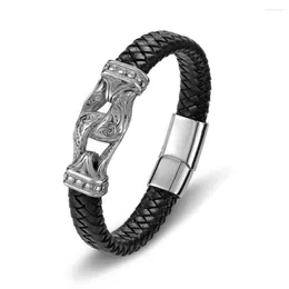 Charm Bracelets TYO High Quality Fashion Stainless Steel Magnet Clasp Men Black Leather Jewelry Accessories Rock Punk Bangles