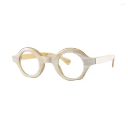 Solglasögon unika handgjorda runda sluttningskant Handskuren platt bottenkant Verklig naturlig hornögon. Optiska läsglasögon glasögonram
