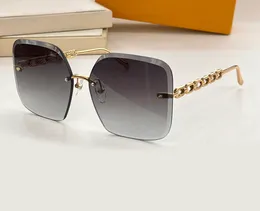 Chain Jewel Square Sunglasses Gold Rimless Frame Grey Shaded Women Summer Fashion Sunglasses Sunnies gafas de sol Sonnenbrille Sun Shades UV400 Eyewear