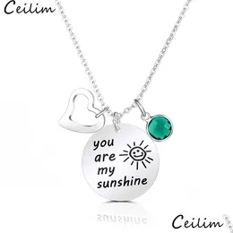 Pendant Necklaces New Arrrival You Are My Sunshine Person Best Friends Love Heart Necklace Stainless Steel For Women Couple Dhgarden Dhdvi