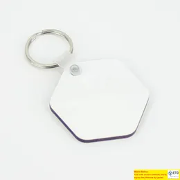 Keychain Favor Sublimation Blank Personlighet Rektangel Hjärta Polygon Keychains Ornament MDF Coated Board fördubblar värmeöverföring