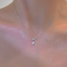 Neue Mode Zirkon Wasser Tropfen Anhänger Halskette Für Frauen Charme Sommer Schlüsselbein Kette Hochzeit Colliers Charms Schmuck 2023