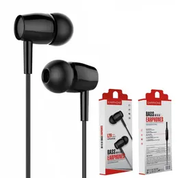 L29 3,5 mm Wired Stereo hörlur med mikrofontrådstyrd in-ear-hörlurar för musiksportspel i öronmonitor öronbud headset grossist med boxpaket