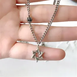Pendant Necklaces Korean Fashion Drop Six-pointed Star Vintage Necklace Tibetan Silver Crown Costume Jewelry Woman Neck Link Chain