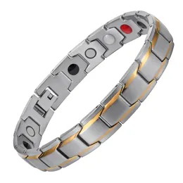 Kedjeläkning Bio Magnetic Armband Men Woman 316L Rostfritt stål 4 Hälso- och sjukvårdselement Fir Germanium Aion Armband 230511