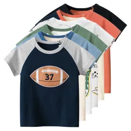 T-shirty kreskówkowe Rugby T Shirt Boys 2023 Summer New Children's Clothing Dzieci Krótki rękaw Bawełniany t-shirt chłopiec ubrania Dropshipping AA230511