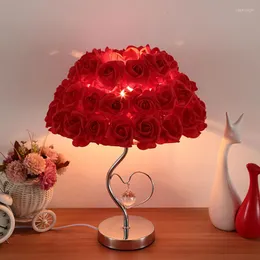 Bordslampor europeisk lampa rose blomma natt ljus sängplats hem bröllop fest dekor dekoration lampor alla hjärtans dag gåva