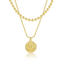 New Hot Selling Element Double-layer Star Moon Medal Necklace Personality Versatile Necklace