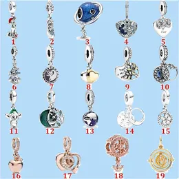 925 silver beads charms fit pandora charm Earth Crescent Dark Blue Moon Sky Apple Style Beads Love Heart Blue