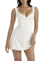 Sukienki swobodne kobiety wychodzące z mini sukienki seksowna spaghetti pasek niski krój bodycon y2k koronkowy odzież klubowa