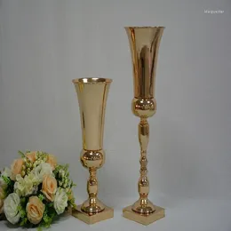 Wazony 12pcs) 40 cm/90 cm wysokości) Wedding Home Dekoracja Flower -Centerpiece błyszcząca ocynkowana złote wazon metal ślub yudao1315