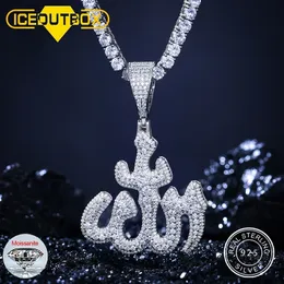 Naszyjniki wiszące błyszczące islam muzułmański wzór religijny naszyjnik 925 Srebrny srebrny men S Hip Hop biżuterii Prezenty 230511