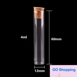 100pcs 12*60 mm 4 ml mini szklana rurka testowa z korkiem butelki słoiki słoiki fiolki pojemnik