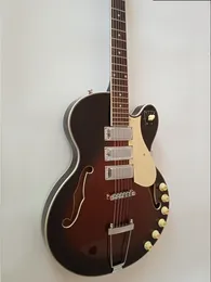 Elektriska gitarr 6 strängar halvsålig kropp högerhänt Sunburst 20 banden 3Pickups