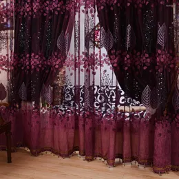 Curtain Modern Room Leaf Floral Tulle Window Screening Drape Scarfs RD