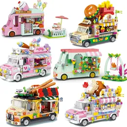 الكتل Mini Parts City City Bus Friends Camper Van Camping Car Model Model Building Builds To Bricks Toys for Girls 230511