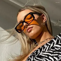 Güneş Gözlüğü Kare Kadınlar 2023 Vintage Orange Punk Gafas de Sol Hombre Lentes Mujer