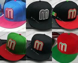 2023 Red Top Green Color Men's Mexico Fitted Caps Letter M Hip Hop Size Hats Baseball Caps Adult Flat Peak For Men Women Full Closed Hat Mix 7 Colors