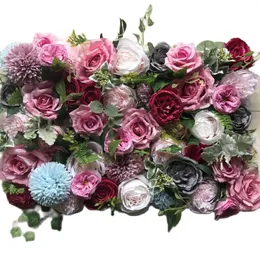 Dekorativa blommor tongfeng rosa 8 st/lot fleurs artificielles silk ros pion hortensia 3d blommor väggpanel bröllop parti bakgrund