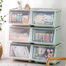 Lagerung Flaschen Rollende Transparente Kleinigkeiten Schrank Flip Spielzeug Box Front Öffnung Organizer Wohnzimmer Home Möbel