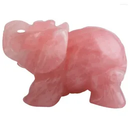 Smyckespåsar Tumbeelluwa Rose Quartz Crystal Elephant Animal Healing Chakra Prov Figur 2 ''