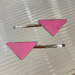 One Pair Metal Triangle Hair Clip with Stamp Women Girl Triangle Letter Barrettes Fashion Hair Designer Jewelry Accessories With Logo