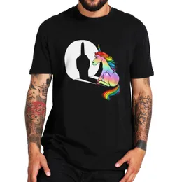 Men's T-Shirts Unicorn Middle Finger Funny T Shirt Sarcasm Shadow Unicorn Women's Men's T-Shirt 100% Cotton EU Size Streetwear Tshirts 230512