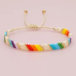 Link Bracciali Go2BoHo Arrivo Geometria Braccialetto di moda colorato Gioielli Miyuki Perline tessute a mano per le donne