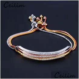 Catena regolabile in oro rosa Bracciale rigido per le donne Ragazze Captivate Bar Slider Cz Zircon Bracciali Gioielli di moda Goccia Deli Dhgarden Dhopv