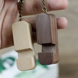 Personalizado 2 in 1 Wood Holder Keychain Handmade Wooden Crafts Key Ring