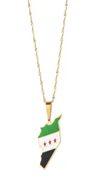 Stainless Steel Trendy Syria Map Flag Pendant Necklaces Syrians Maps Women Necklace5738117