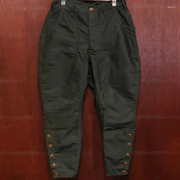 Pantaloni da uomo Pantaloni in cotone cerato ad olio Pantaloni da equitazione Retro Casual 9 punti Matita di tela da uomo YUTUMM