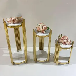 Vaser 3 st/set) bröllop dekoration soffbord rostfritt stål guld sockel mittpunkt metall stativ bröllop yudao1295