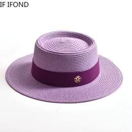 Szerokie brzegowe czapki czapki czapki letnie słomki słoneczne czapki dla kobiet mody mody płaski rdzeń wstążka na plażową sukienkę podróżną chapau femme 230511