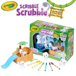 Crayola Scribble Scrubbie Safari Tub målarbok, nybörjare unisex barn, 12 stycken