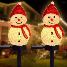 2Pcs Christmas Decorative Outdoor Waterproof Holiday Snowman Lights Stake Landscape Led Ground Plug Light Solar Garden