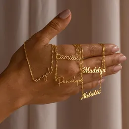 Neue personalisierte individuelle Namenskette Gold Wasserwelle Kette Halsband Edelstahl Schmuck für Frauen Valentinstag Geschenk Halsband