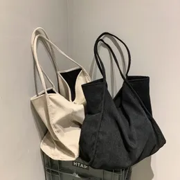 Akşam çantaları büyük kadife omuz alışveriş çantası kadınlar için 2023 pamuklu kumaş moda tuval tote alışveriş kadın çanta seyahat 230512