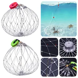 Fishing Accessories Net Automatic Open Closing Wire Fish Crab Cage Steel Collapsible for Saltwater Seawater Outdoor 230512