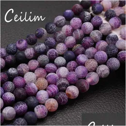 Stone New Fashion Purple Agat Lose Kulki Rozmiar 4.6.8.10 mm Wysokiej jakości pasmo koralików naturalne urok ręcznie robione majsterkowanie dhgarden dhqwp