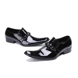 Solid British Style Plus Size Color Formal Elegant Pointed Toe Dress Classic Patent Leather Male Business Shoes 81113