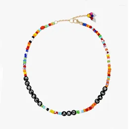 Choker Moda Beaded Necklace Summer Jewelry For Women Seed Beads Letter Alphabet Necklaces Femme Fashion Charm Handmade