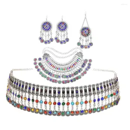 Collana Orecchini Set Afgano Per Le Donne Hippie Moneta Nappa Dichiarazione Orecchini Fermagli Per Capelli Danza Del Ventre Imposta Regalo Turco