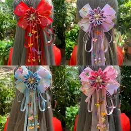 Accessori per capelli Costume antico per bambini Nastro Forcina Hanfu Fiore Bowknot Farfalla Ciondolo Copricapo Accessorio per arredamento quotidiano Ragazza