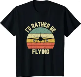 Men's T Shirts Funny Pilot Shirt I'd Rather Be Flying Airplane Gift T-Shirt