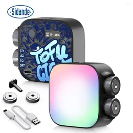 Flash Heads SIDANDE TOFU 6W 2500-9900k RGB LED Camera Lights Of Light Effects Full Color For Creative Vlog Video W Rechargeable