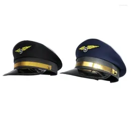 Berets h9ed modeflygkapital åttkantig kapten hatt justerbar med badge pilotprestanda för maskeradfest