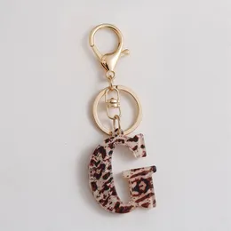 Keychains Creative English Alphabet Keychain Acrylic Alloy Material Leopard Color Fashion Jewelry Ornaments